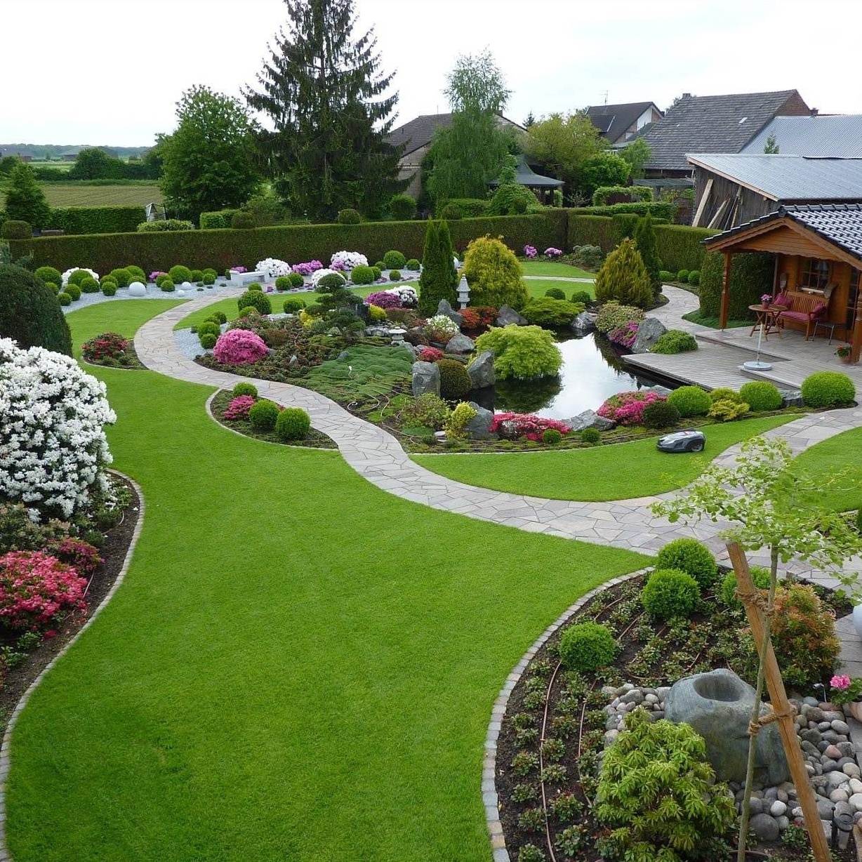 Landscape design with defined planting and outdoor areas