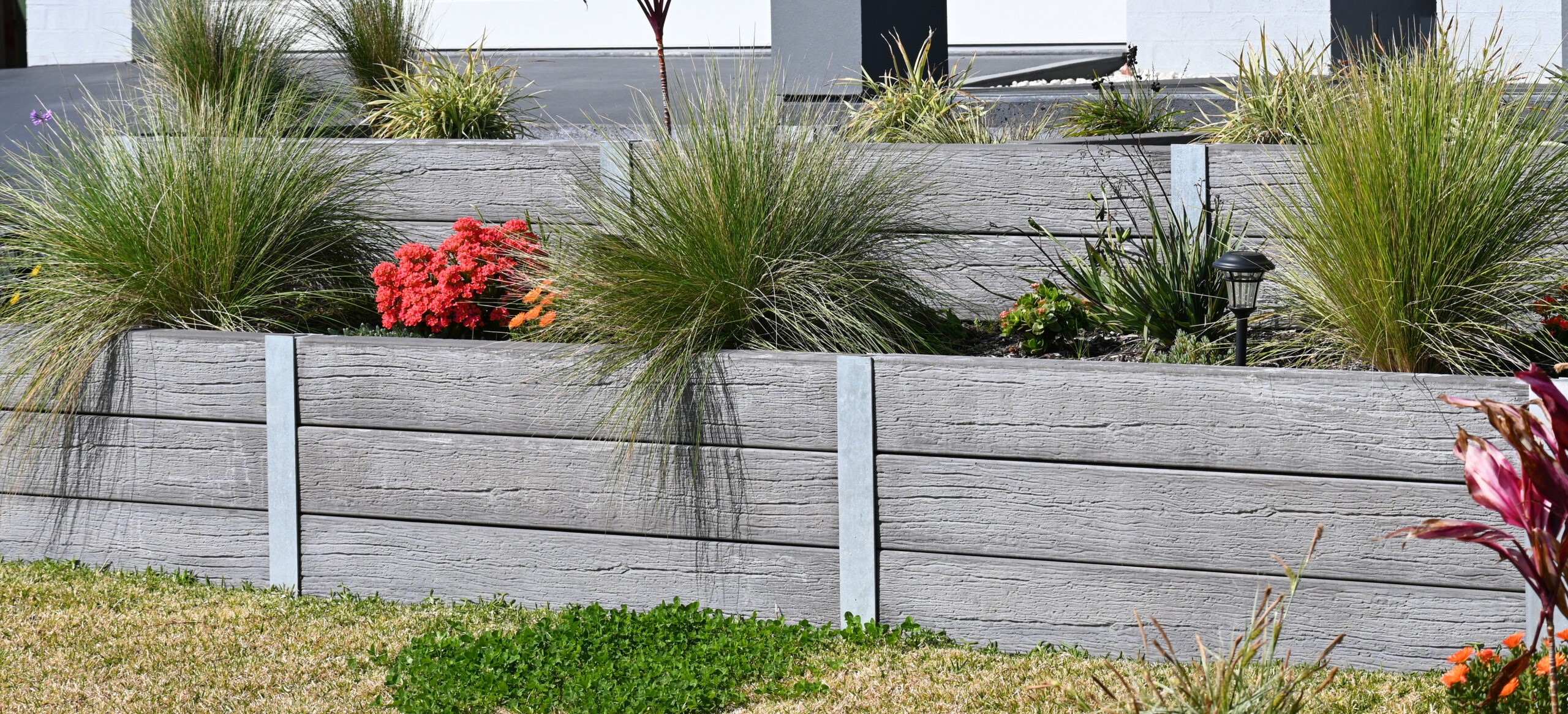 Completed retaining wall and hardscape improvement