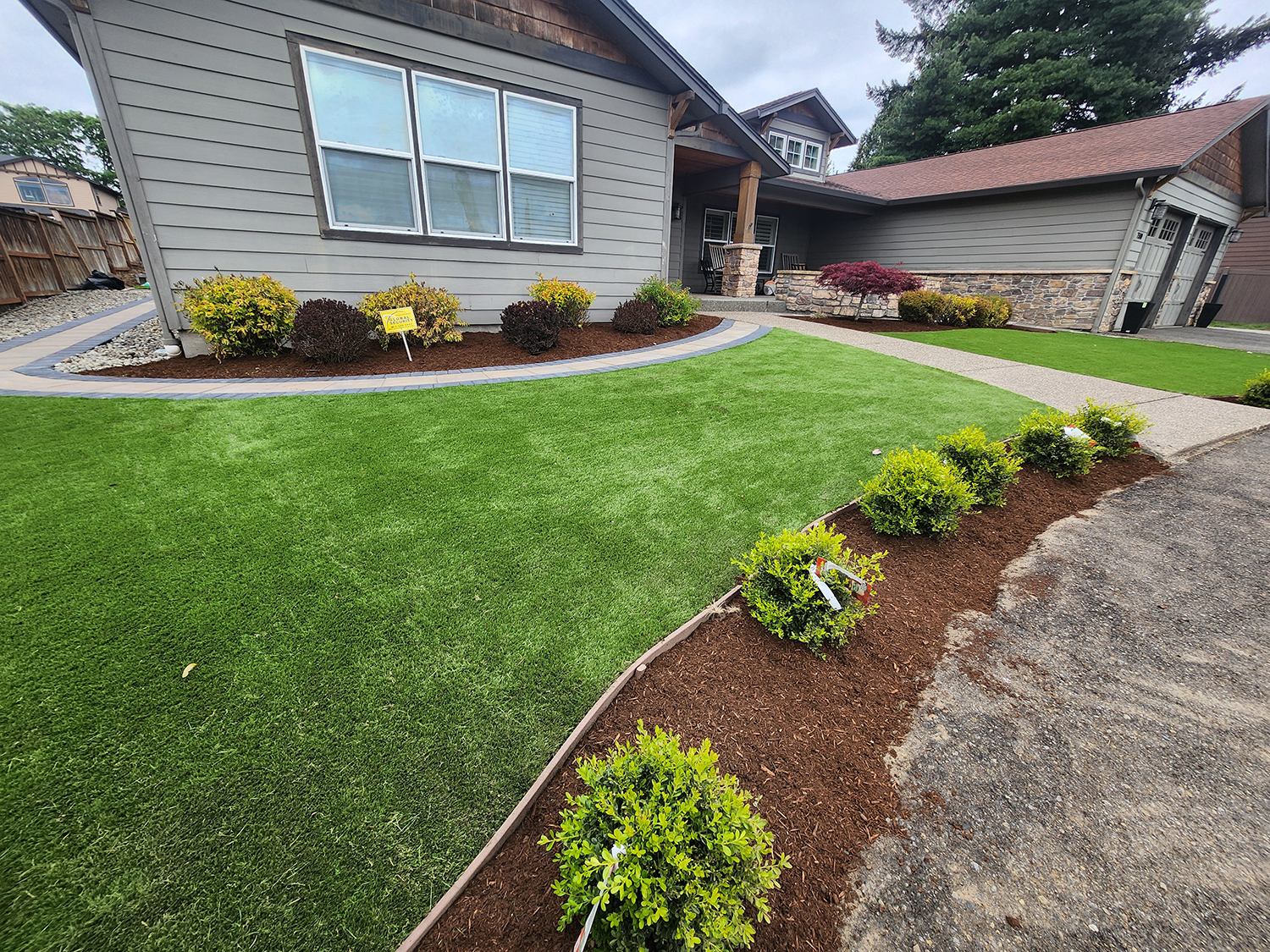 Manicured lawn with finished landscape borders